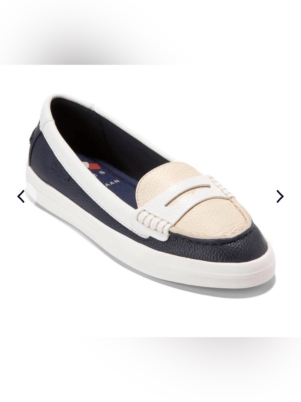 Cole Haan 9.5 B Nantucket Drift Penny Loafer, Navy/Multicolor